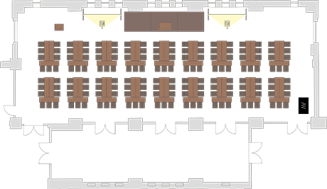 島形式:3名掛け162席 / 2名掛け108席